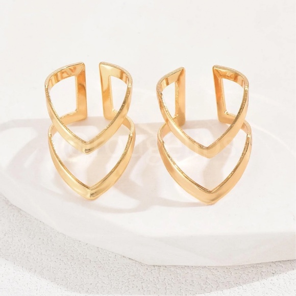 2 pcs Yellow Gold Tone Ring Set Iron Fashion Jewelry - Picture 3 of 5